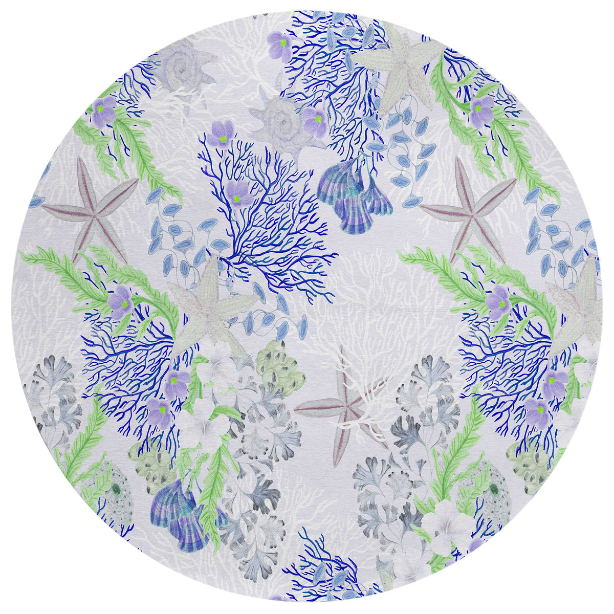 Addison Rugs Surfside Asr31 Blue 8' X 8' Indoor Outdoor Round Rug, Easy Clean, Machine Washable, Non Shedding, Bedroom, Living Room, Dining Room, Kitchen, Patio Rug