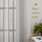 Nicetown Sheer Linen Bedroom Window Curtains 84 Inches Length, Grommet Privacy Semitransparent Light Filtering Flax Sheer Window