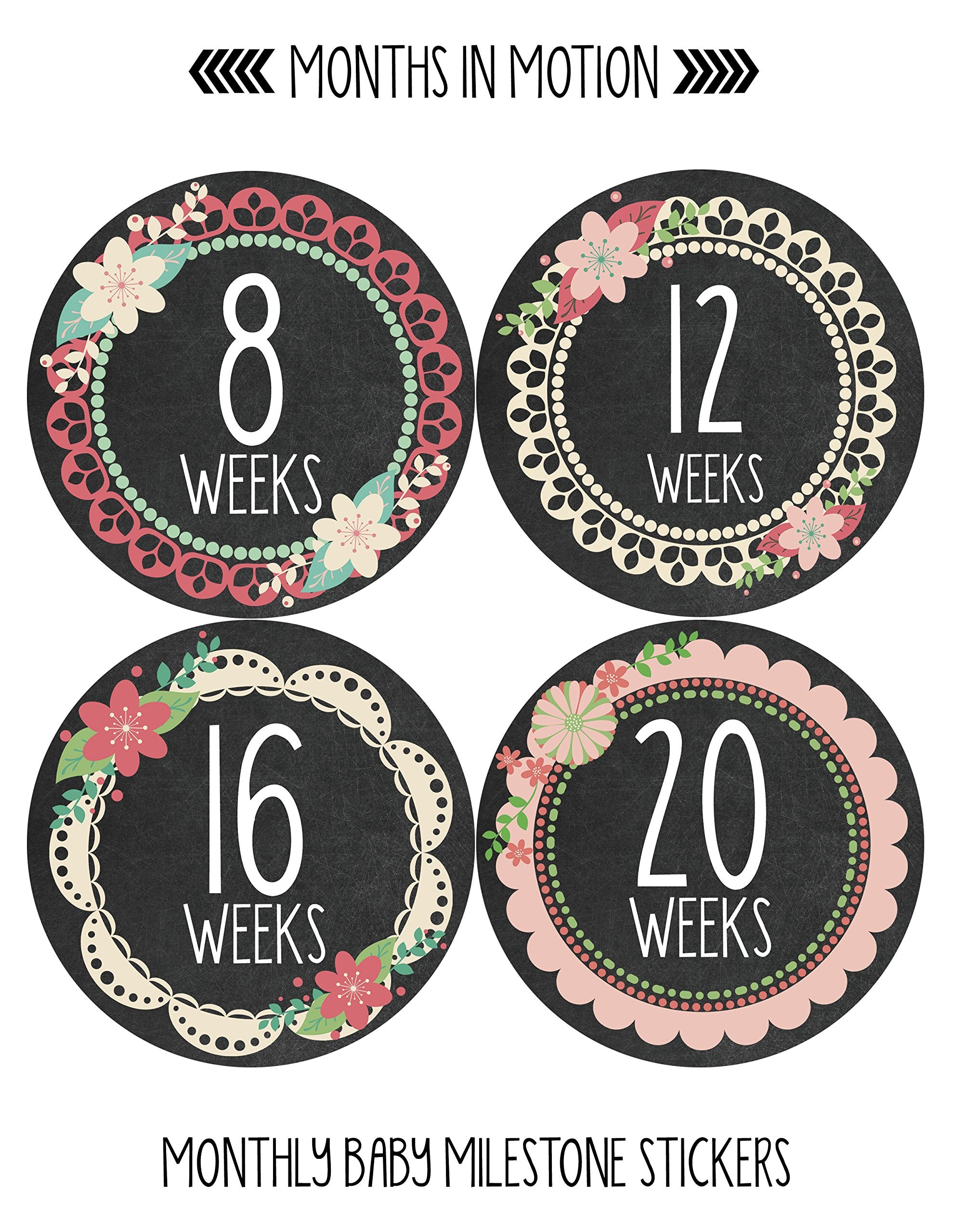 Months In Motion Pregnancy Weekly Belly Growth Stickers - Baby Bump Belly Stickers - Maternity Week Sticker - Pregnant Expecting