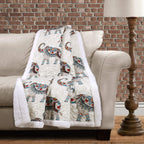 Lush Decor Hati Elephant Throw | Fuzzy Reversible Bohemian Sherpa Blanket - 60    X 50   , Navy And Turquoise