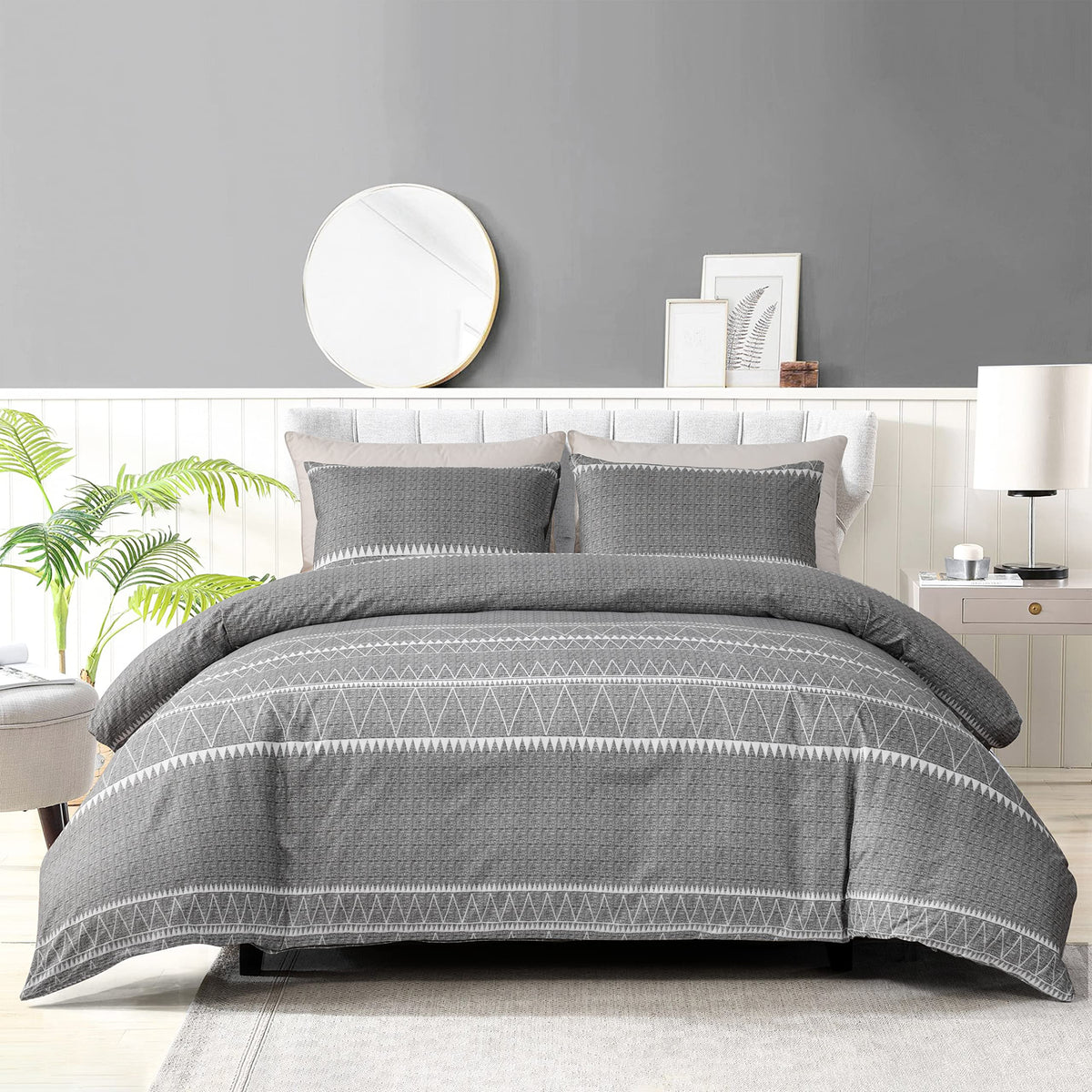 Getiann Bohemian Soft Bedding Duvet Cover Set King Gray Comforter Cover With 2 Pillow Shams Hotel Quality (Bohemian, King)