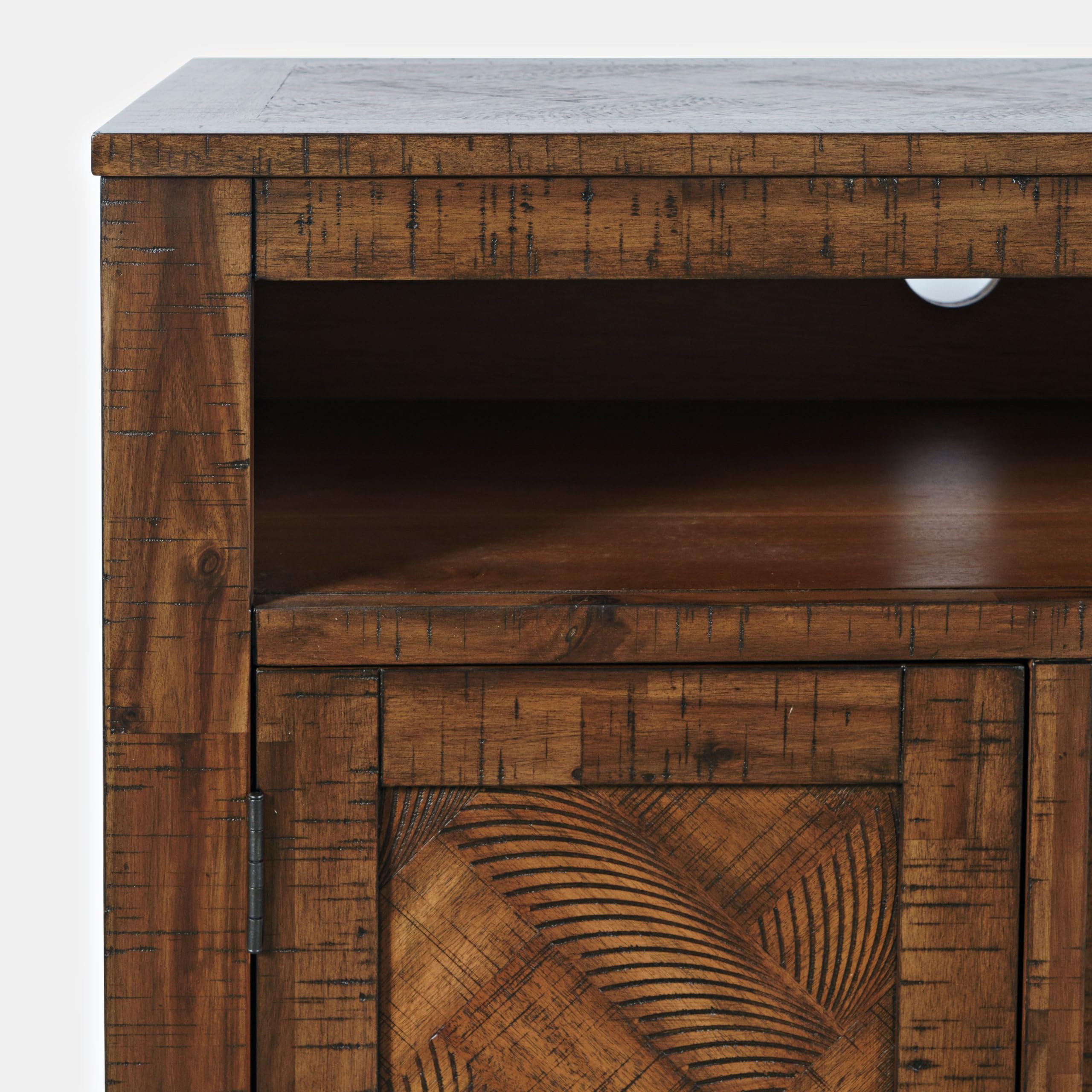 Fairview Modern Transitional 60'' Chevron Fireplace Storage Console TV Stand with Electric Fireplace