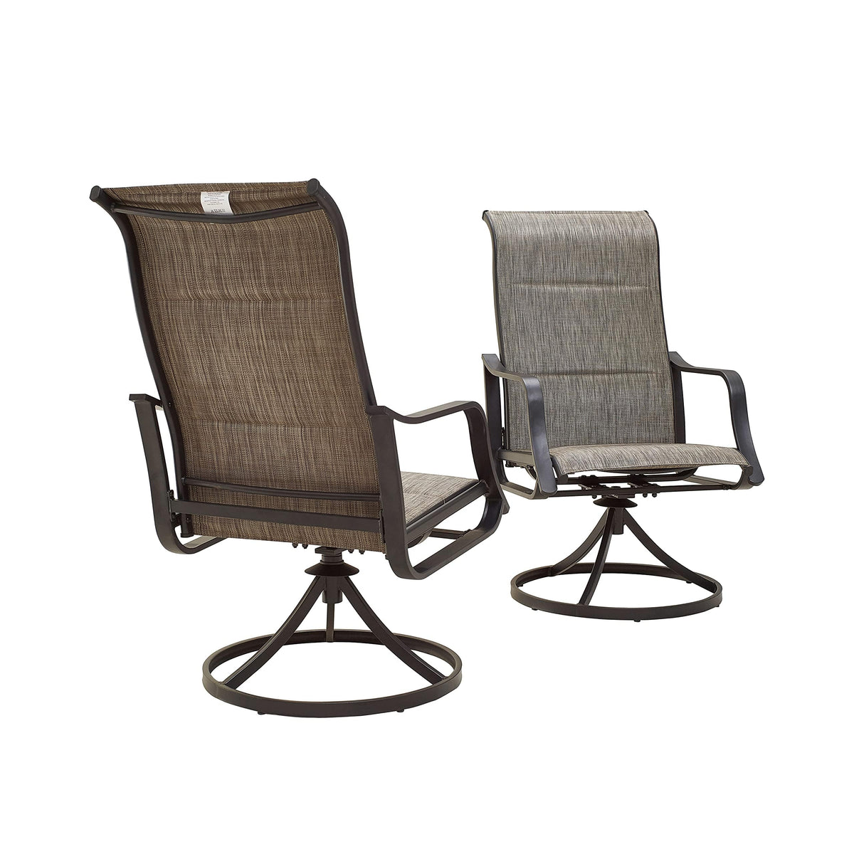 Lokatse Home Outdoor Patio Dining Chair Swivel Sling Rocker Set With Steel Metal Frame (Set Of 2), Grey