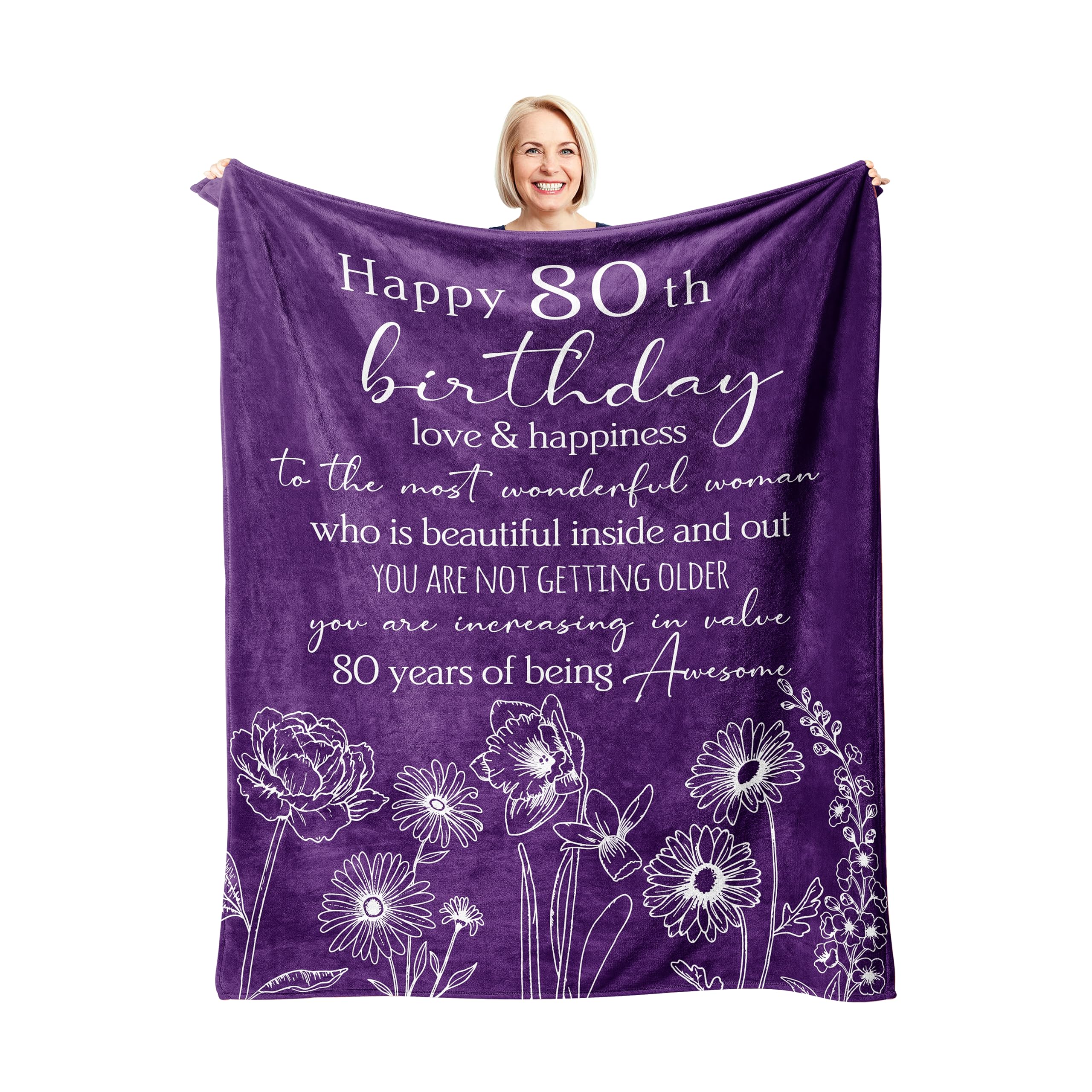 Xutapy 80Th Birthday Decorations For Women Blanket 60X50, 80Th Birthday Gifts For Women, Happy 1944 80Th Birthday Gifts, 80 Year