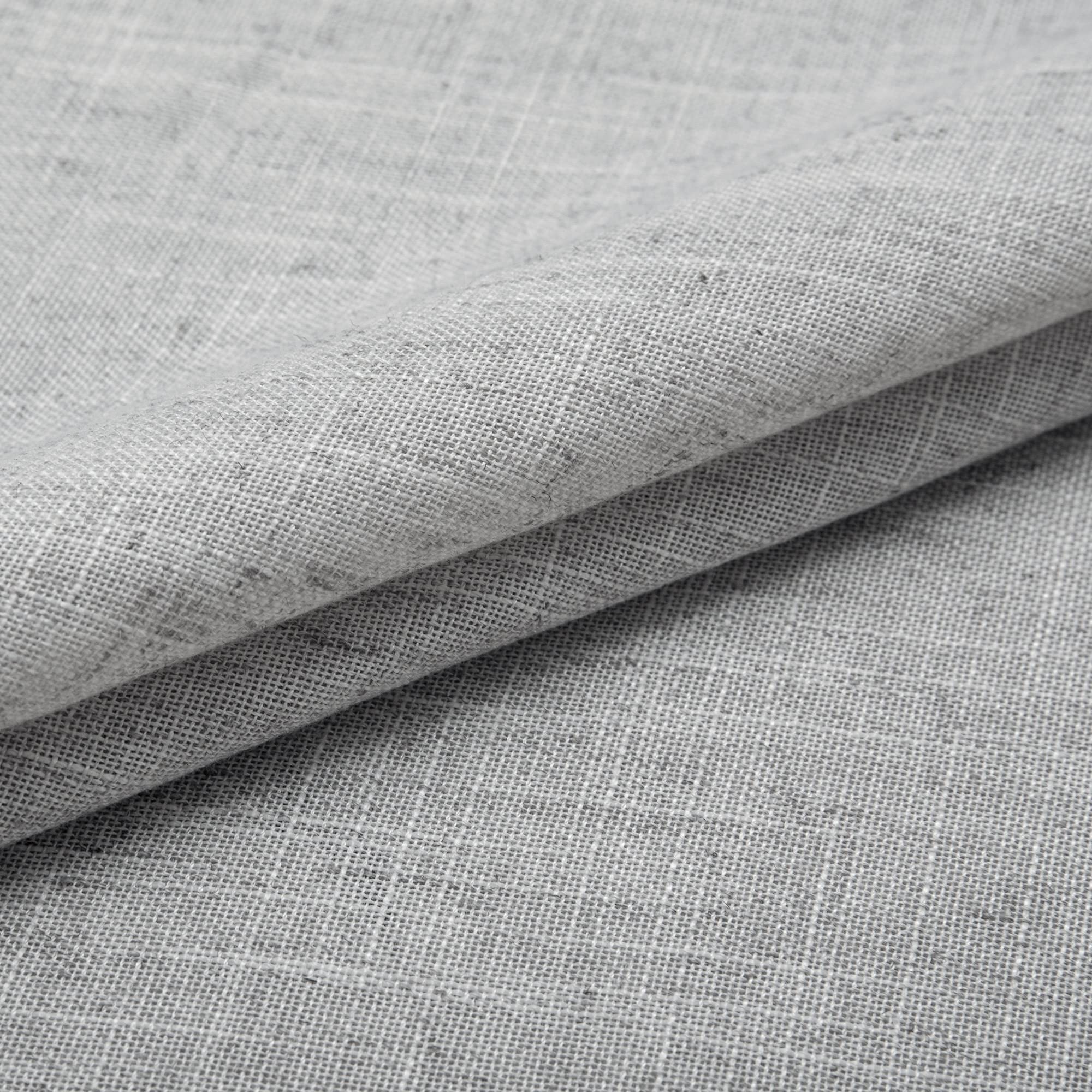 Mrs.Naturall Grey Curtains 90 Inches Long For Living Room 2 Panels Set Rod Pocket Draperies Flax Linen Blend Light Filter Semi Sheer Light Gray Curtain For Bedroom Closet Door Home Office 52X90 Length