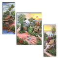 Indianara Set Of 3 Village Art Mdf Art Painting (3727Fl) Without Glass 4.5 X 12, 9 X 12, 4.5 X 12 Inch