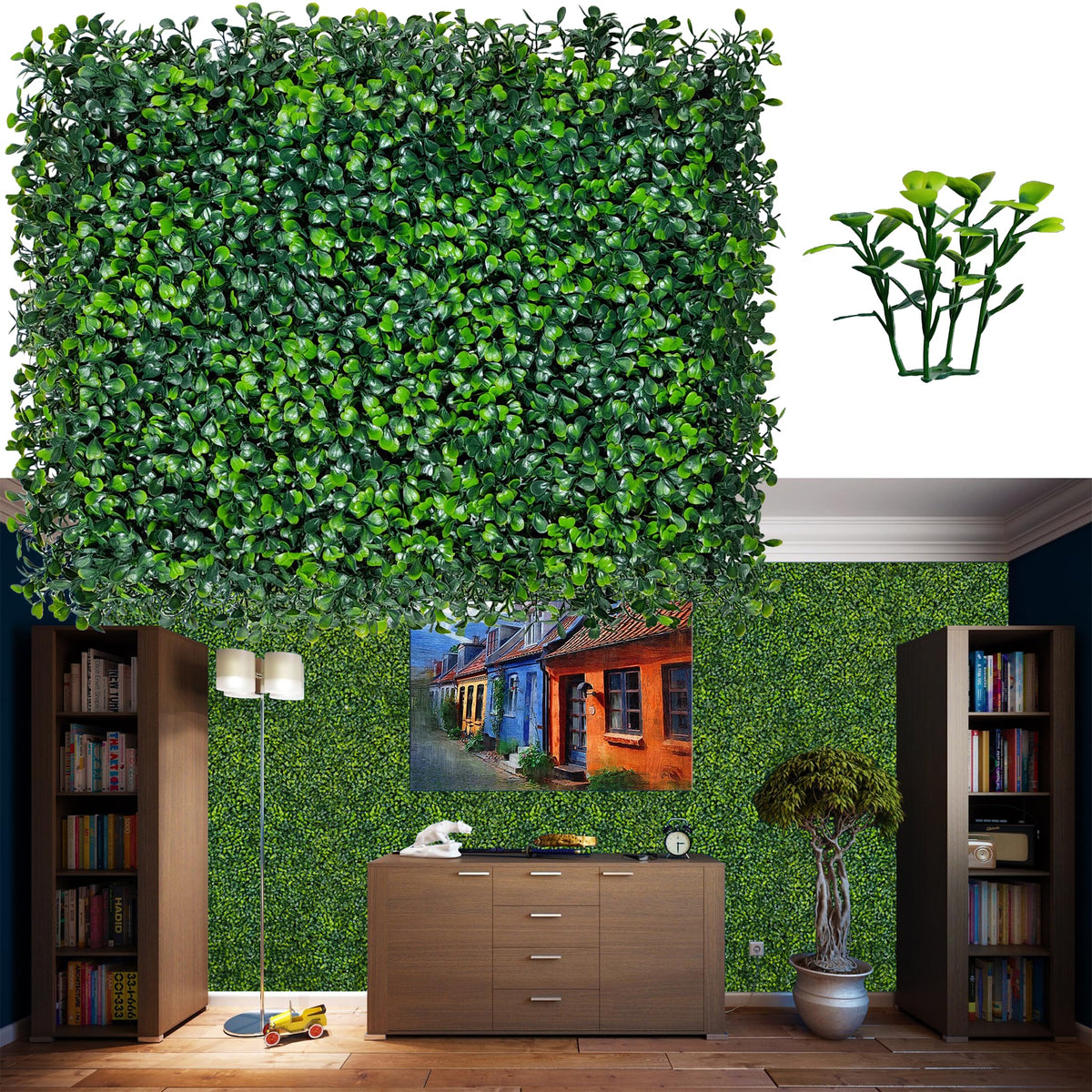 Odtory Artificial Grass Wall Backdrop Panels,16 X 12 In 24P(32 Sqft) Uv-Anti Greenery Boxwood Panels For Indoor Outdoor Green Wa