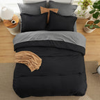Bedsure Black And Grey Twin Comforter Set Black And Grey And Grey, 5 Pieces Lightweight Twin Bedding Sets Boho, Bed In A Bag With Comforter, Sheets, Pillowcase & Sham