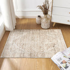 BILEEHOME Boho Kitchen Rug Washable,2x3 Non Slip Farmhouse Neutral Small Area Rug for Bathroom Bedroom Indoor Entrway Ultra Thin