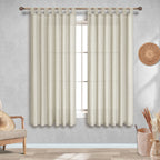 Beige Linen Curtains 54 Inch Length For Master Bedroom 2 Panels Tab Top Light Reducing Semi Privacy Classy Classic Lightweight Sheer Curtains For Kids Room Guest Industrial Farmhouse Decor 52X54 Tan