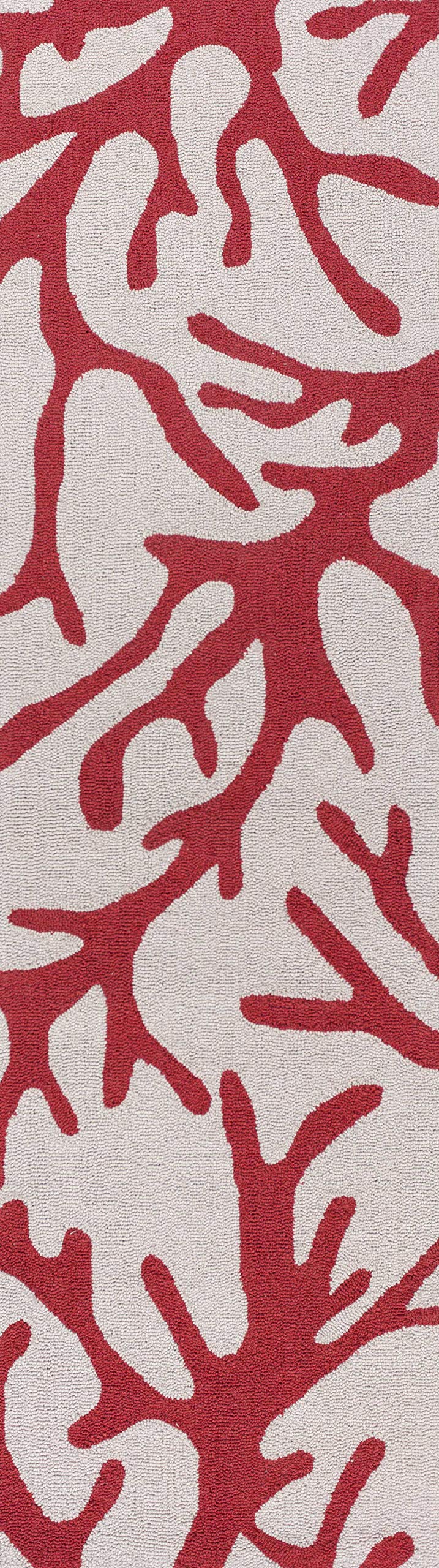 HomeRoots Ivory/Rust 2' x 7'6' Runner Polyester Ivory Rust Area Rug