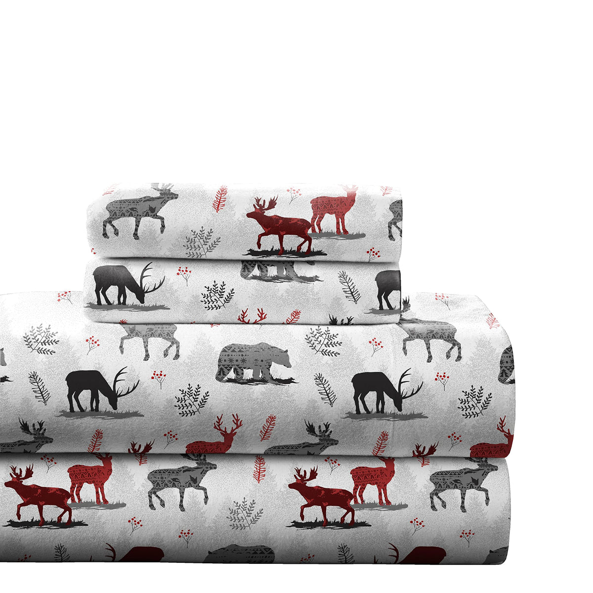 Pointehaven 180 Gsm 100% Cotton Flannel Sheet Set - Queen, Northwoods Cream - Warm & Cozy - Pre-Shrunk -Deep Pockets - Elastic A