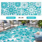 Lokhom Outdoor Rug For Patio, 6'X 9' Reversible Plastic Straw Area Rugs Mat, Waterproof Mat For Camper Indoor Outdoor Carpet For