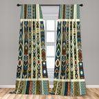 Ambesonne Bohemian Curtains, Modern Ethnic Themed Ornaments With Southwestern Inspirations, Window Treatments 2 Panel Set For Li