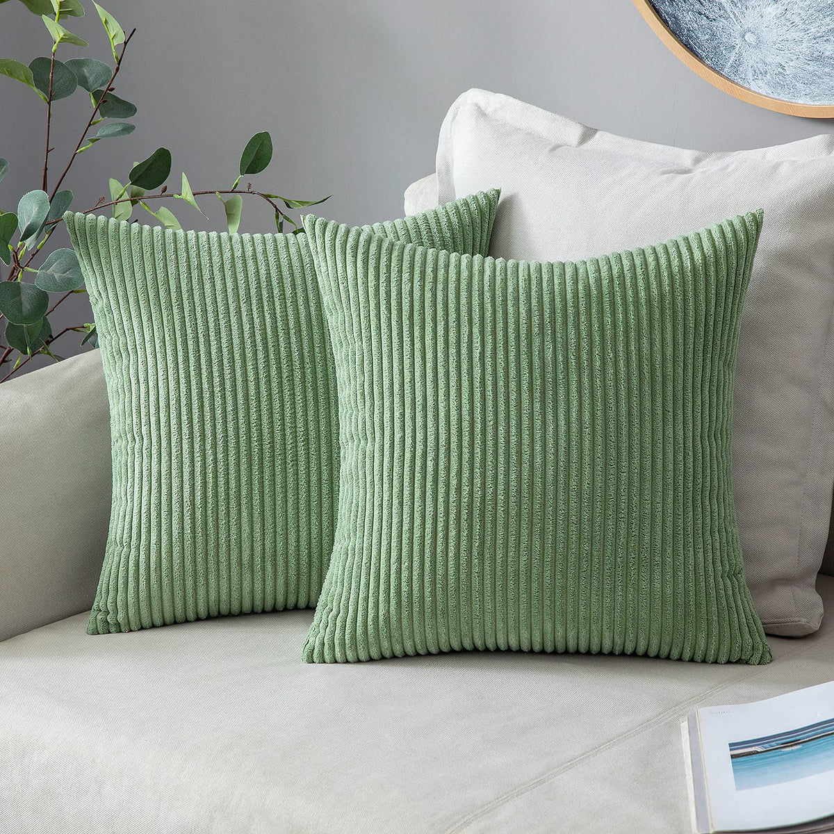 Miulee Pack Of 2 Corduroy Soft Soild Decorative Square Throw Pillow Covers Set Cushion Cases Pillowcases For Sofa Bedroom Couch