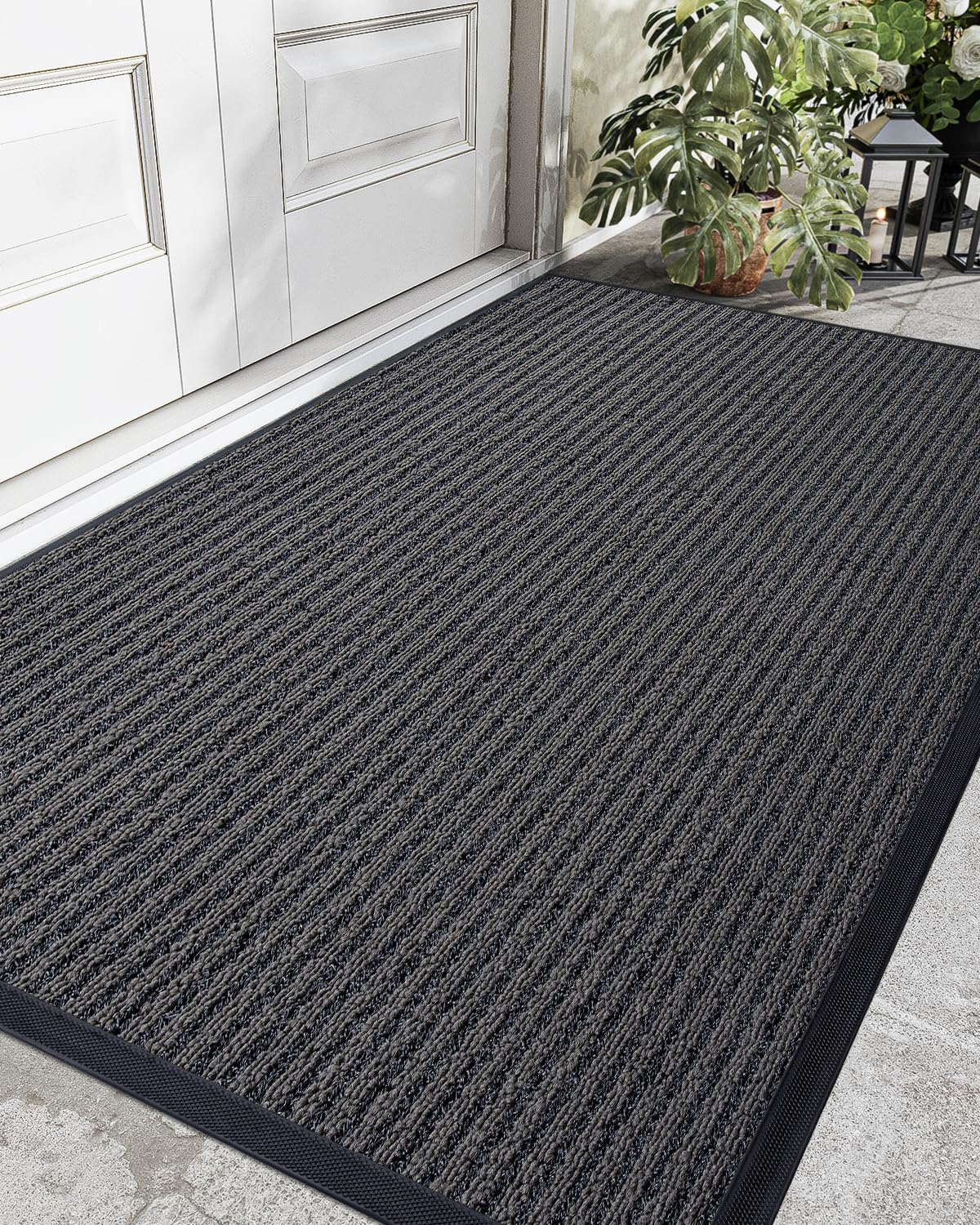 DEXI Front Door Mat Outside Entrance, 4x6 ft Large Rubber Entry Doormat Heavy Duty, Welcome Mats Non Slip for Inside House Floor