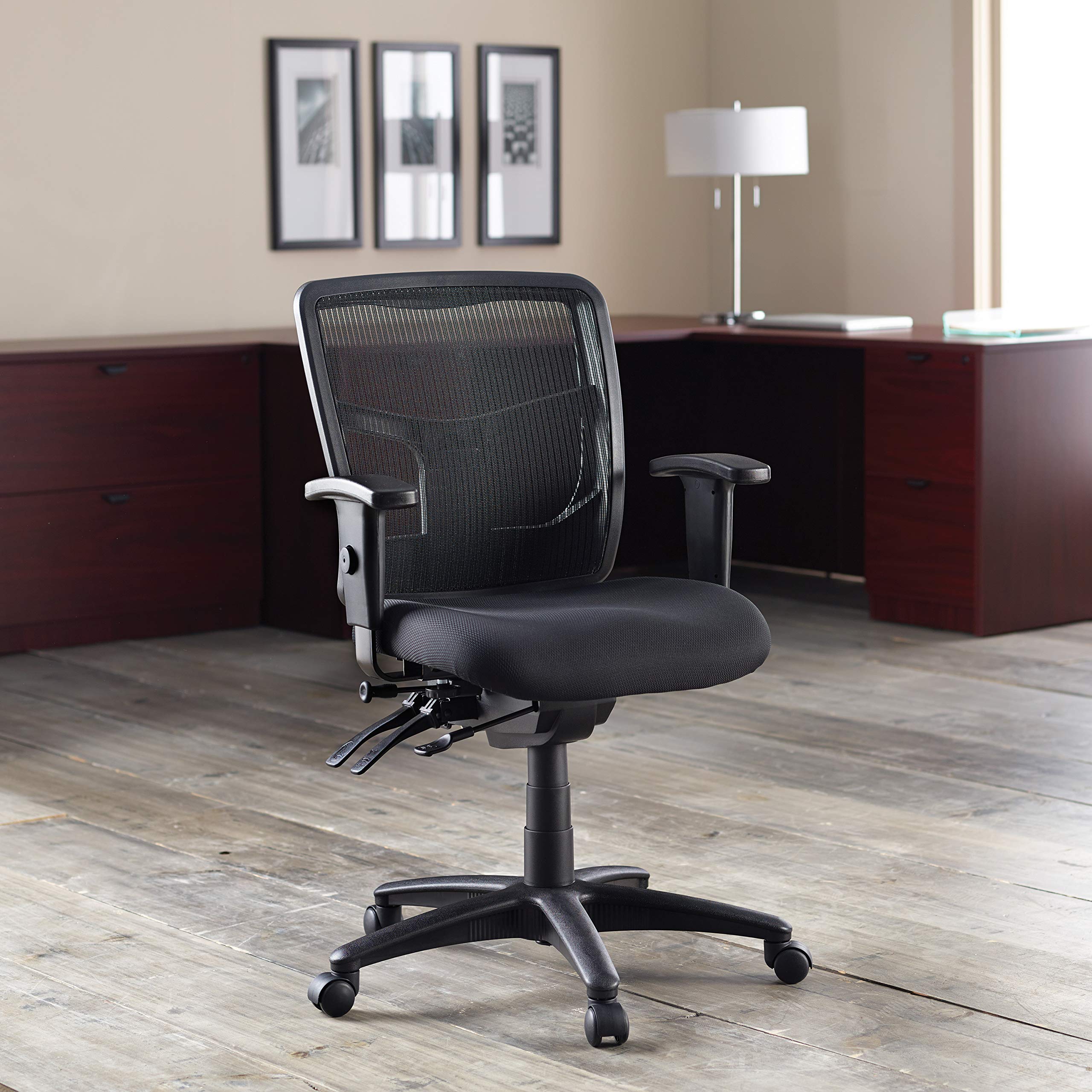 Lorell LLR86802 Managerial Swivel Mesh Mid-Back Chair