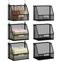 STORAGE MANIAC 3 Tier Hanging Closet Organizer with Mesh Baskets, Clothes Hanging Shelves, Foldable Stackable Storage, SpaceSav