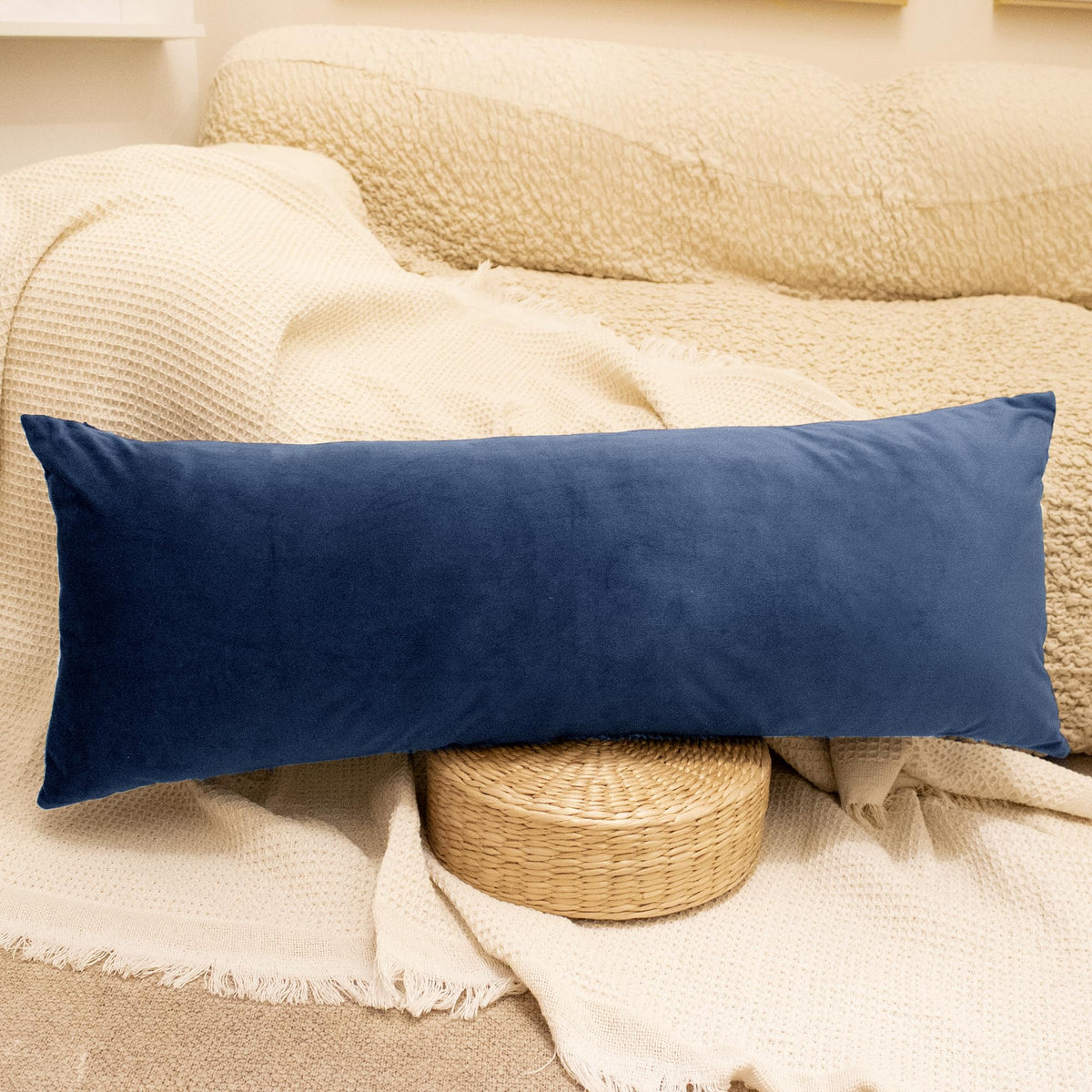 Joralion Luxurious Velvet Pillow Cover 14X36 Inch, Soft Solid Decorative Lumbar Pillow Cover Elegant Decor Cushion Case For Couc