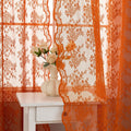 Orange Bohemian Curtains 102 inches Long Rust Retro Lace Fall Curtains for Living Room Rod Pocket Autumn Farmhouse Halloween Dec