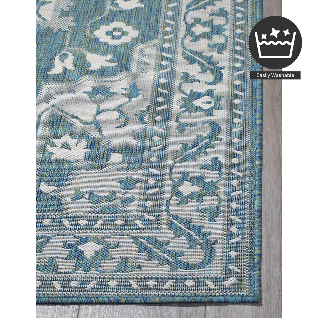 Fh Home Flat Woven Outdoor Rug - Waterproof, Easy To Clean, Stain Resistant - Premium Polypropylene Yarn - Vintage - Patio, Deck