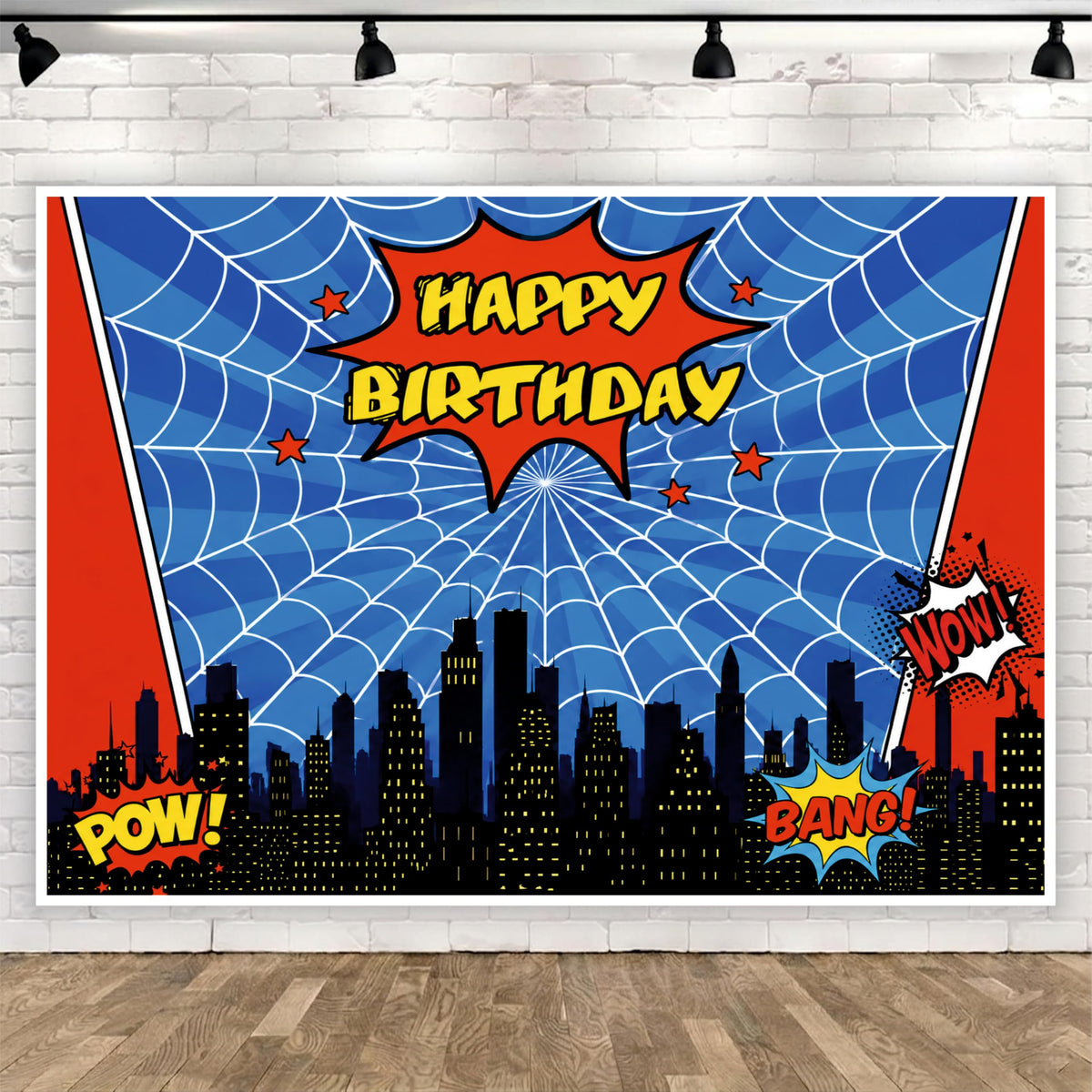Party Baazaar Comic Superhero Happy Birthday Backdrop 5x4 Ft for Kids Party Decoration, Birthday Banner Background for Boys & Gi