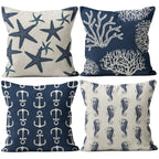 M-Qizi Coastal Pillow Covers Set - Set of 4 Coastal Throw Pillows Cover 18x18, Beachy Pillows Case, Coastal Pillows Decorative T