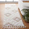 SAFAVIEH Moroccan Tassel Shag Collection Runner Rug - 23 x 8, Ivory & Beige, Plush 2-inch Thick, Ideal for High Traffic Areas 