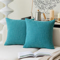 Pack Of 2, Kevin Textile Decorative 2 Tone Linen Pillow Covers Cushion Cover For Livingroom, 20 X 20 Inches, Peacock Blue