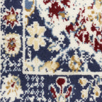 HomeRoots 522102 8 x 10 ft. Navy Blue Damask Traditional Power Loomed Distressed Rectangle Area Rug