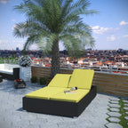 Modway Evince Two-Seater Outdoor Wicker Patio Chaise Recliner In Espresso With Peridot Cushions