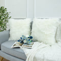 Ligicky Set Of 2 Decorative White Fluffy Throw Pillow Cover Faux Fur Shams Pillow Case Luxury Series Square Soft Plush Cushion C