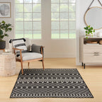 Nourison Positano Indoor/Outdoor Black 6' X 9' Area Rug, Easy Cleaning, Non Shedding, Bed Room, Living Room, Dining Room, Deck, Backyard, Patio (6X9)
