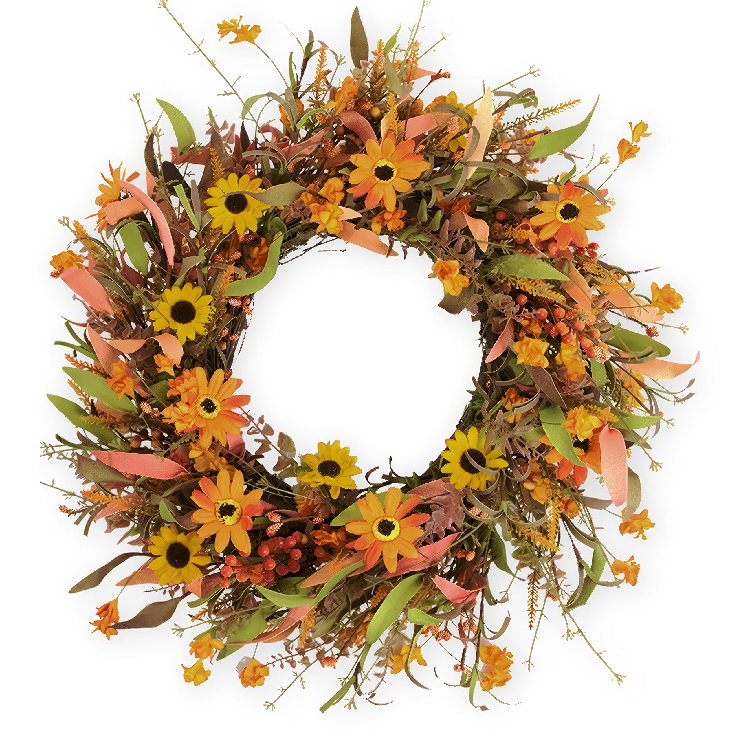 Jinghong Fall Wreaths For Front Door 22 Inch Artificial Fall Wreath Floral Autumn Wreath For Outside Door Harvest Thanksgiving D