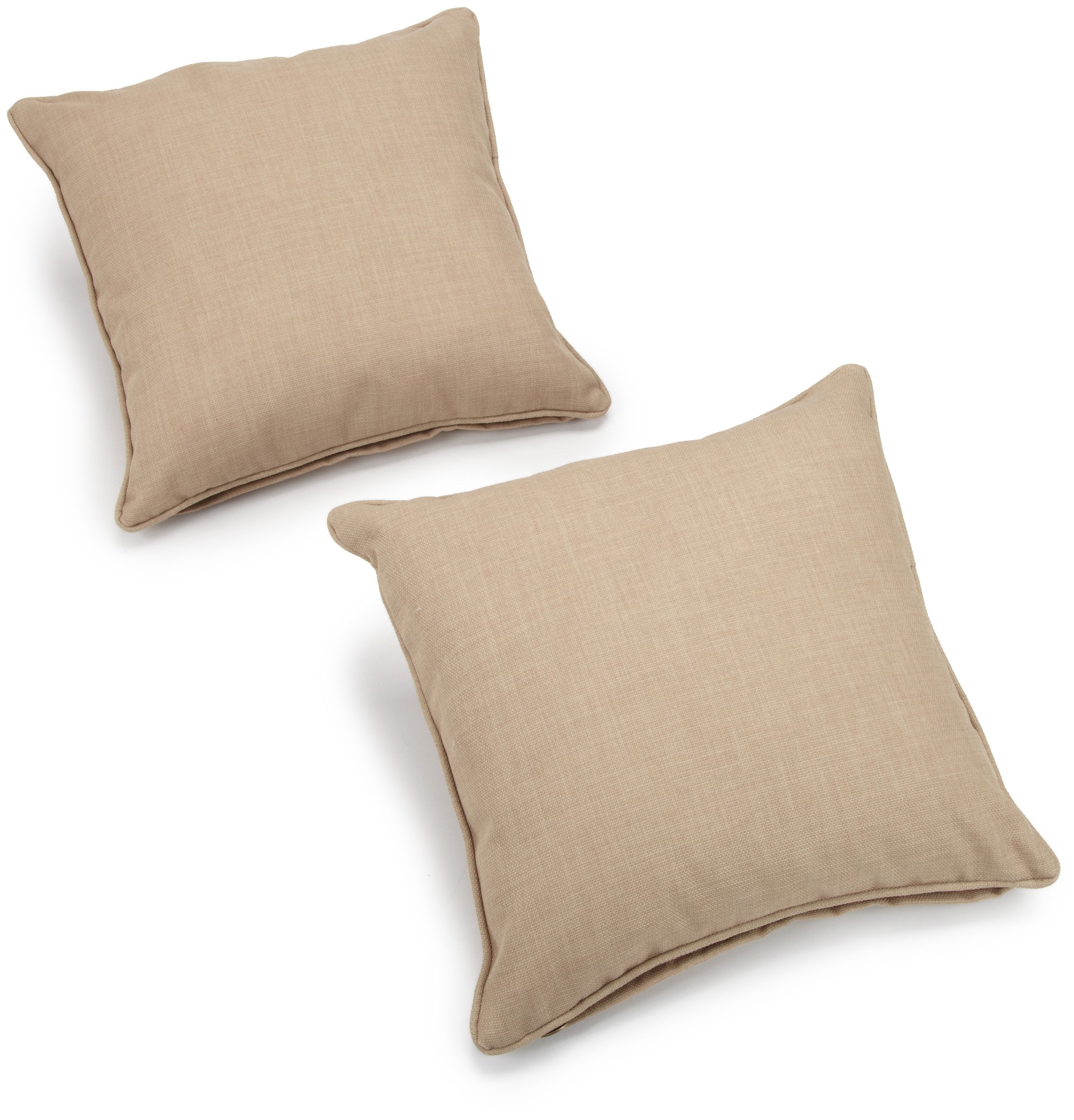 Blazing Needles, L.P. 18-inch Corded Square Outdoor Throw Pillow, Sandstone, 2 Count