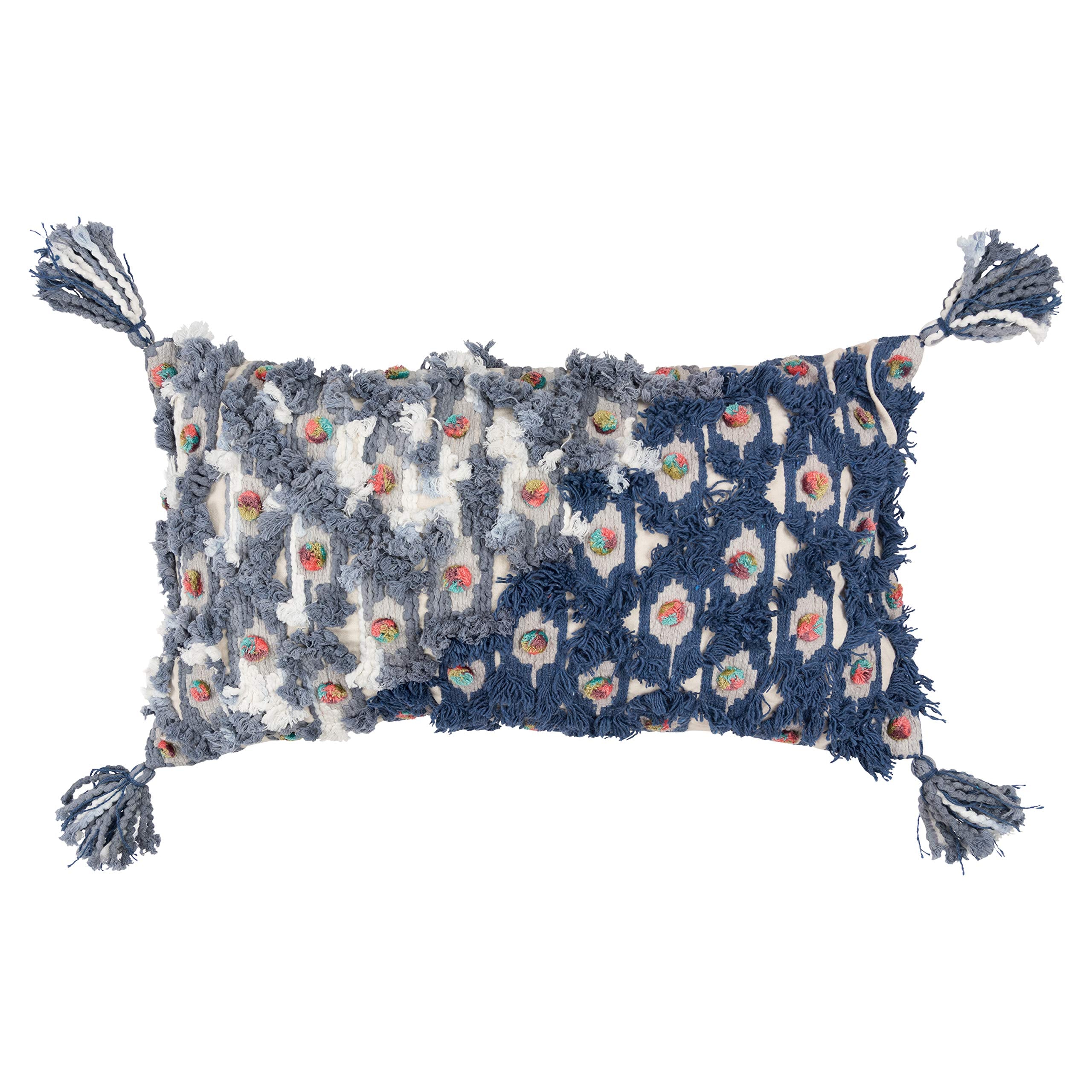 Rizzy Home Color Block 14" x 26" Down Filled Pillow with Cotton Cover-Multi