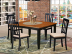 East West Furniture PFAN5-BCH-C 5 Piece Kitchen Table Set for 4 Includes a Square Dining Room Table with Butterfly Leaf and 4 Linen Fabric Upholstered Chairs, 54x54 Inch, Black & Cherry