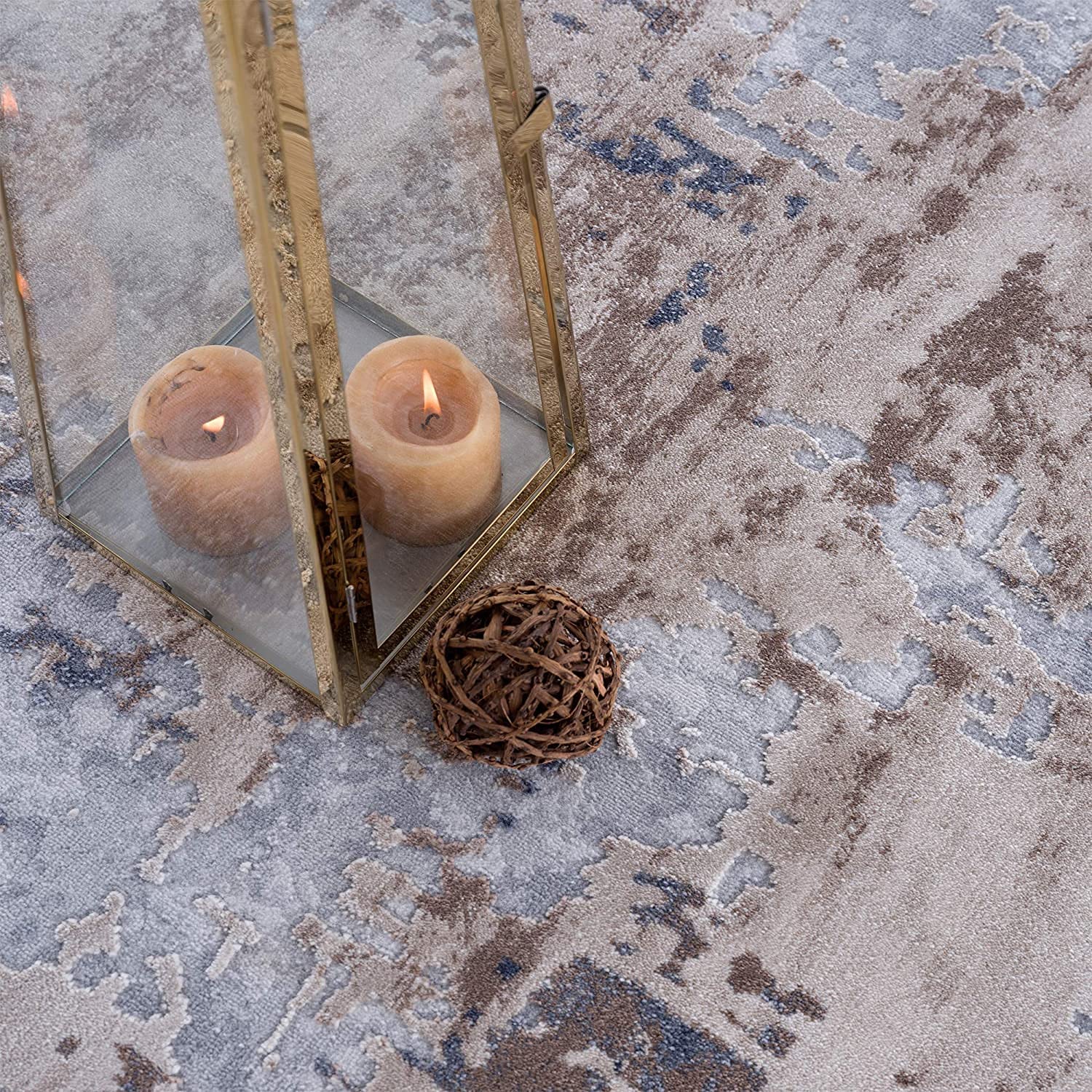 HomeRoots 100% High Grade Polypropylene 8â€ x 11â€ Beige and Ivory Abstract Area Rug