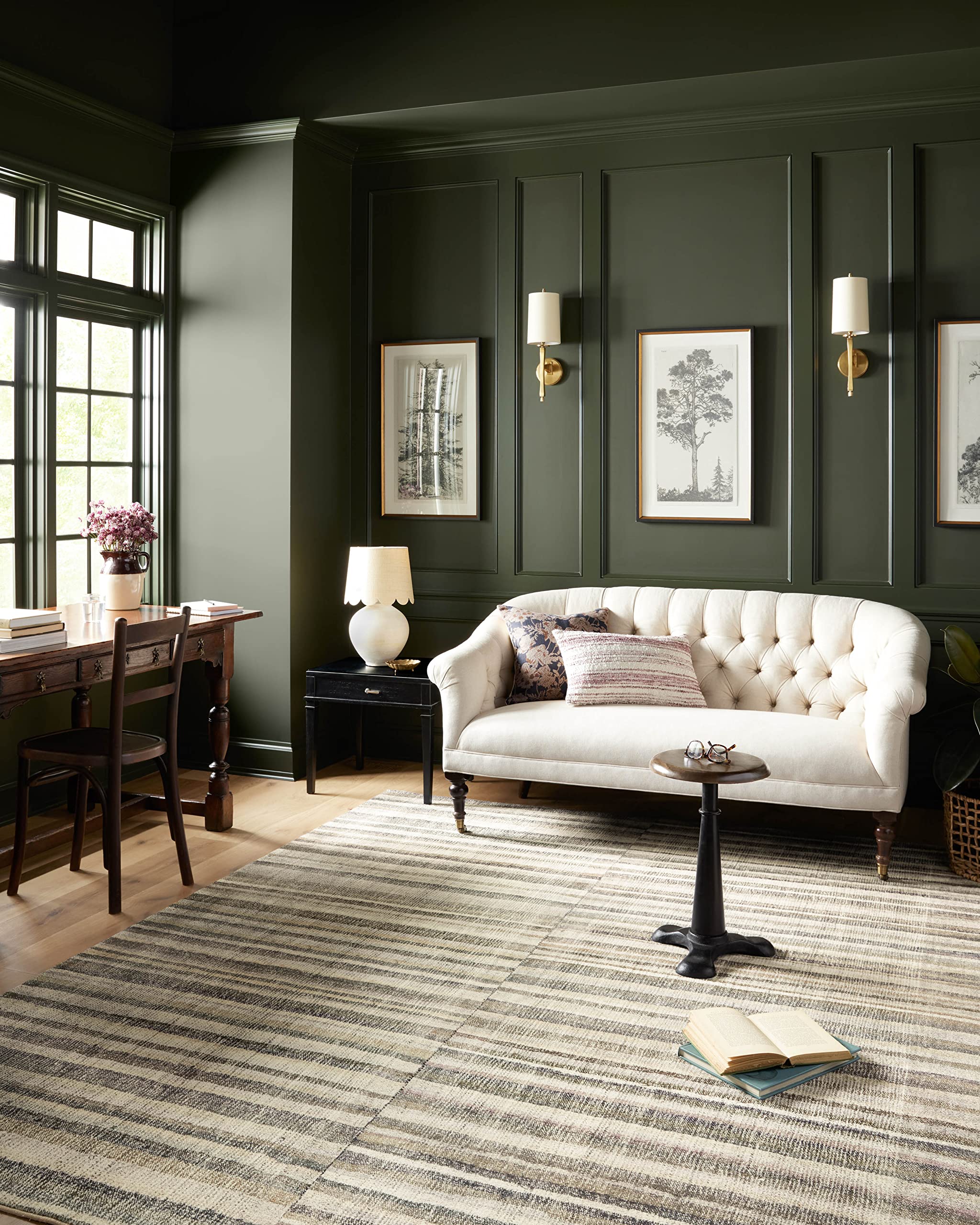 Loloi Chris Loves Julia X Humphrey Collection, Natural & Moss 5'-0'' X 7'-0'' Area Rug - Plaid Accent Rugs For Living Room, Bedr