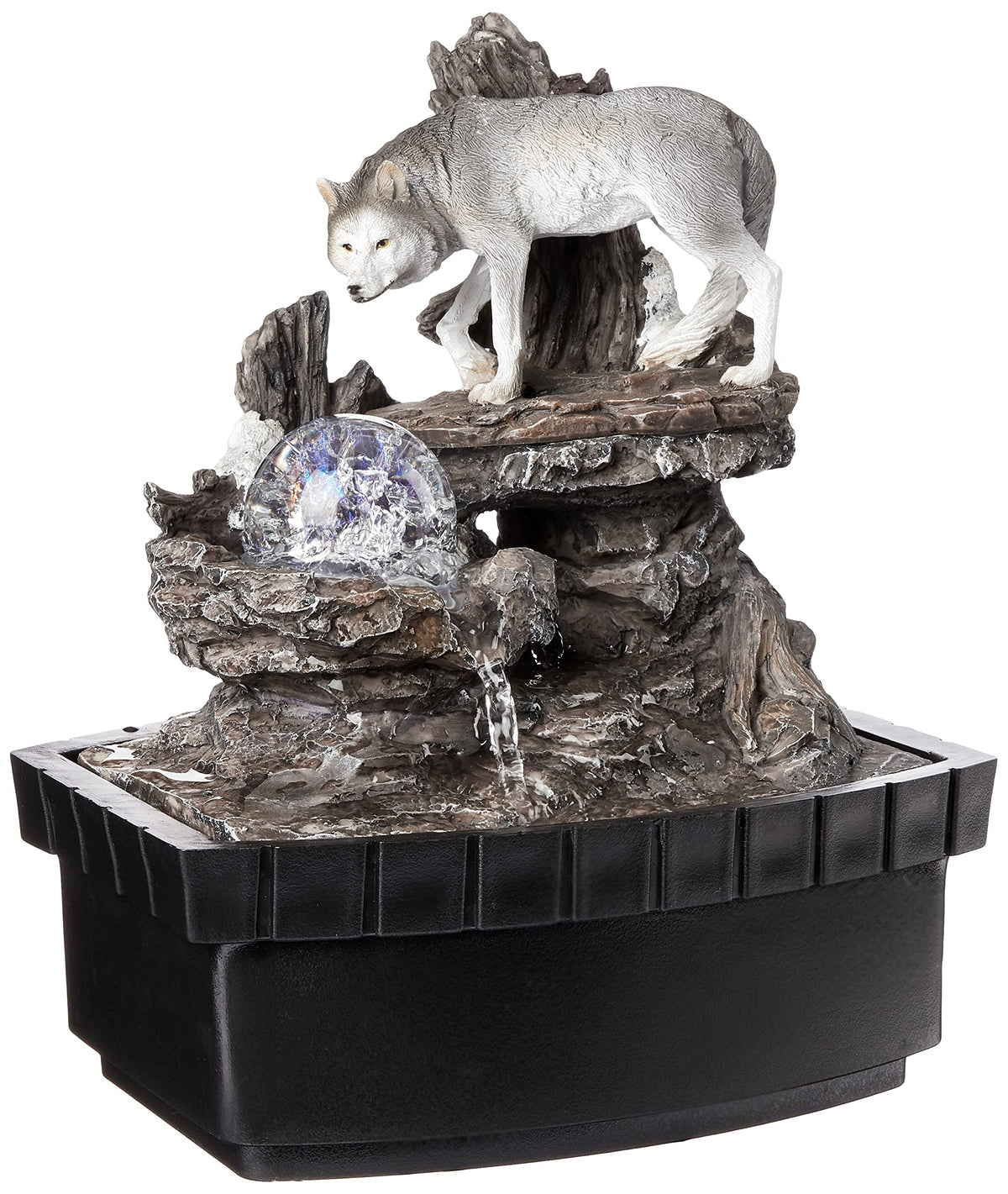 Ok Lighting 10.25&quot; H Wolf Table Fountain, Black