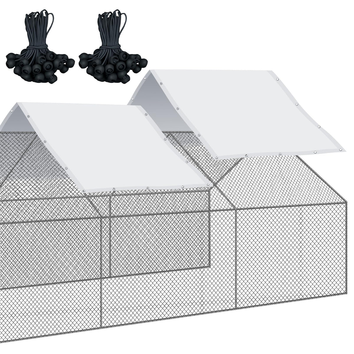 Vitalcozy 2 Pcs Chicken Coop Cover Waterproof 11.5 X 6.6 Ft Chicken Run Cover Coop Tarp Accessories For Winter With 50 Pcs Ball
