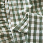 Mywinlle Green Plaid Ruffle King Size Pillow Shams 20''X36'',2 Pack Washed Cotton Farmhouse Pillowcases Pillow Covers