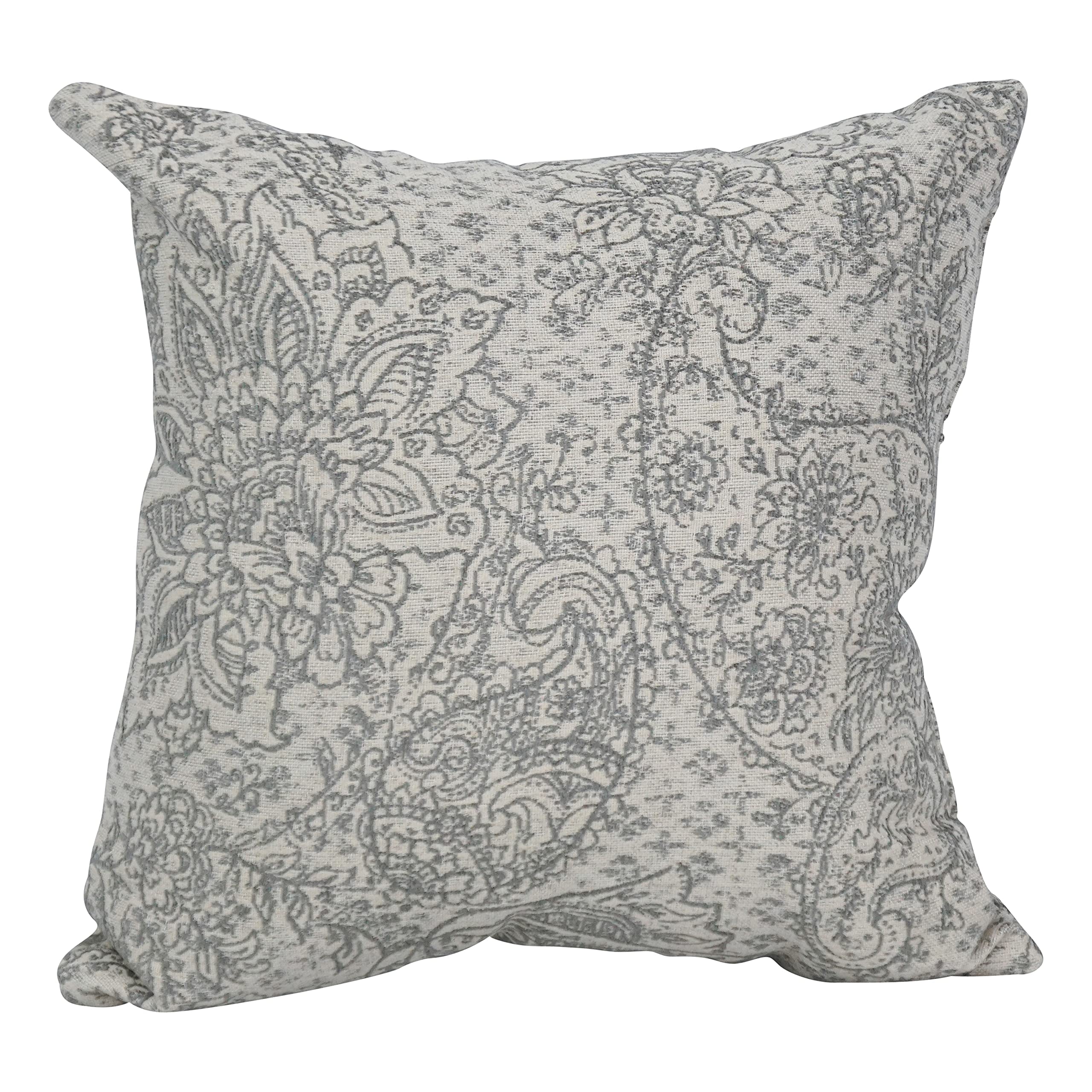 Blazing Needles Square Jacquard Throw Pillow, 17", Paislfrt Mica