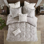 Ink+Ivy Sofia Mid Century Modern Cotton Square Decorative Pillow Sofa Cushion Lumbar, Back Support, 20'X 20', Medallion Embroidery Grey