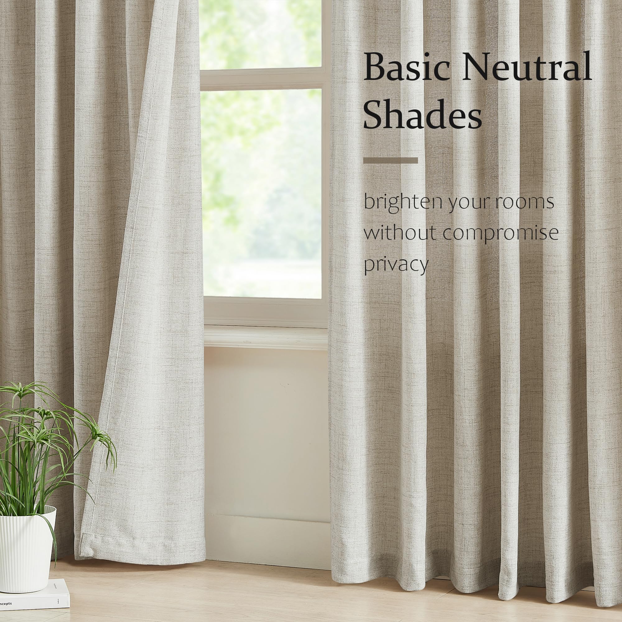 Fmfunctex Linen Pinch Pleated Curtains 96 Inches Long For Living Room, Beige Semi Sheer Pleat Drapes For Bedroom With Hooks, Lig