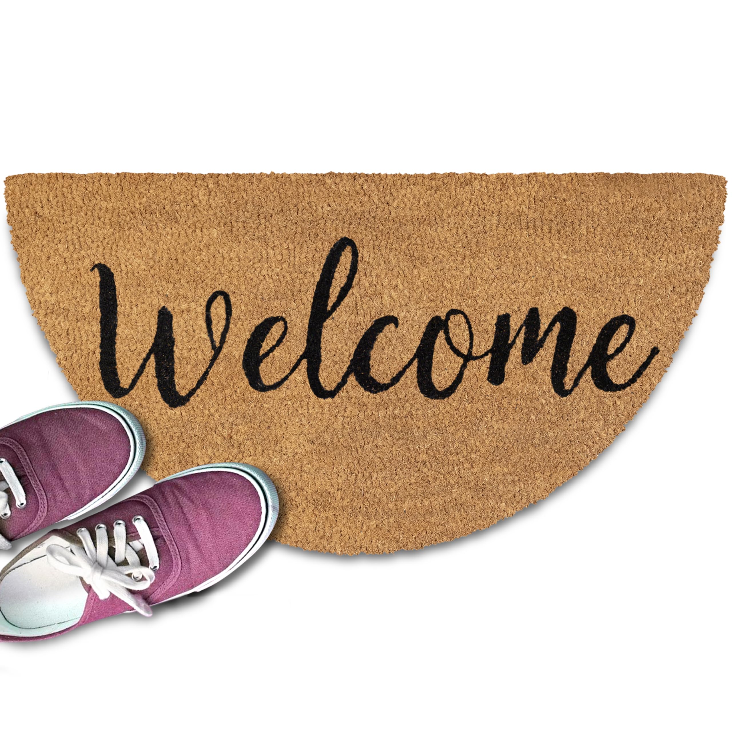 Mainevent Welcome Half Moon Half Round Door Mat 30X17 Inch, Half Circle Door Mat, Half Circle Doormat, Half Circle Mat, Half Cir