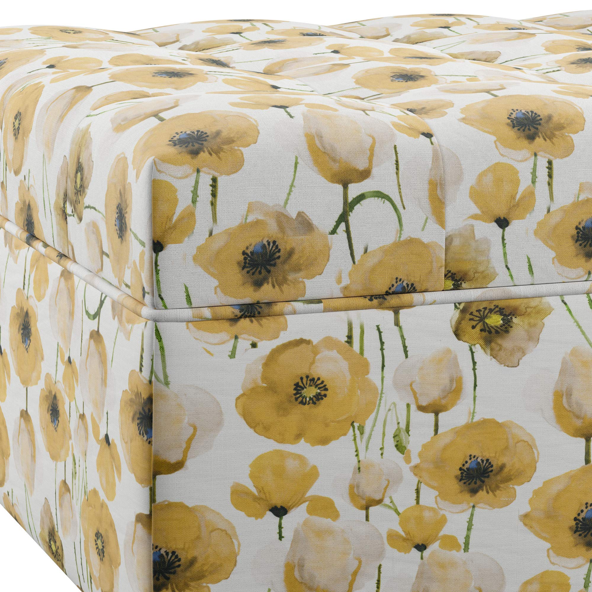 Madrona Burke Mia Golden Poppy Storage Ottoman with Durable Upholstery and Wood Legs,MBU3623