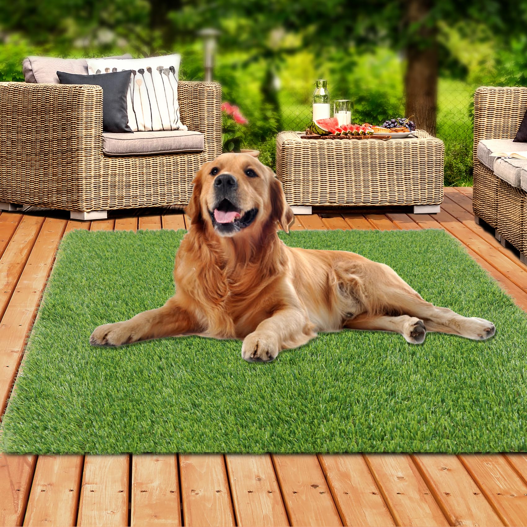 Xlx Turf Artificial Grass Rug 4 Ft X 4 Ft Square Carpet, Indoor/Outdoor Fake Grass Turf Floor Mat Area Rug For Dog Pet/Balcony/P
