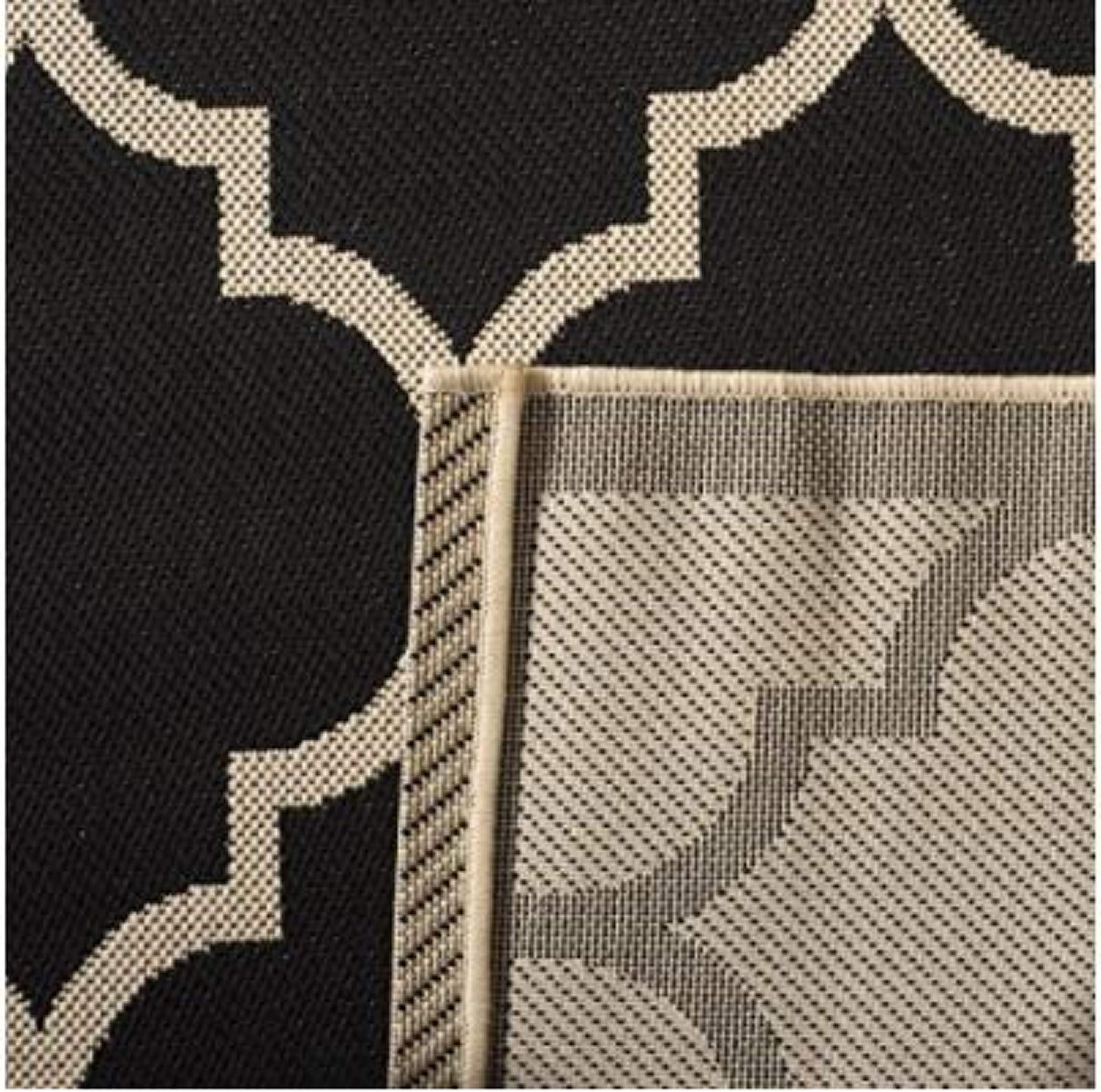 Safavieh Courtyard Collection 2' X 3'7' Black/Beige Cy6918 Trellis Indoor/ Outdoor Waterproof Easy Cleaning Patio Backyard Accent Rug