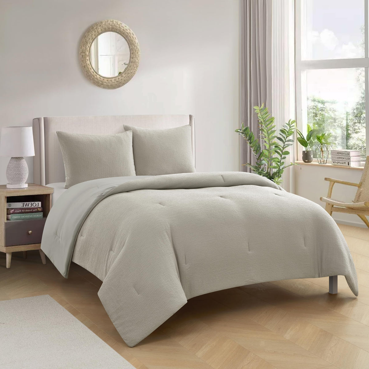 Style House 3Piece Check Comforter Set, Full/Queen Size Grey Bedding, Ultra Soft, Lightweight & AllSeason Comforter with Match